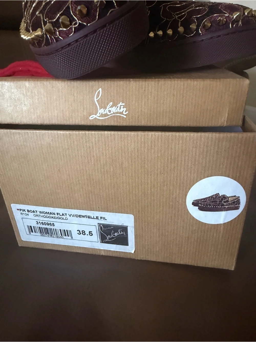 Christian Louboutin burgundy velvet